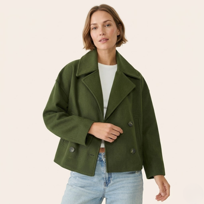 Brigitte | Double-Breasted Short Wool Coat
