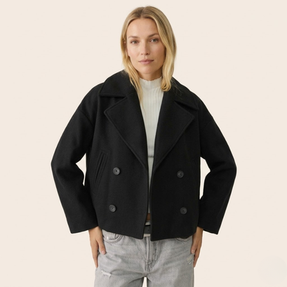 Brigitte | Double-Breasted Short Wool Coat