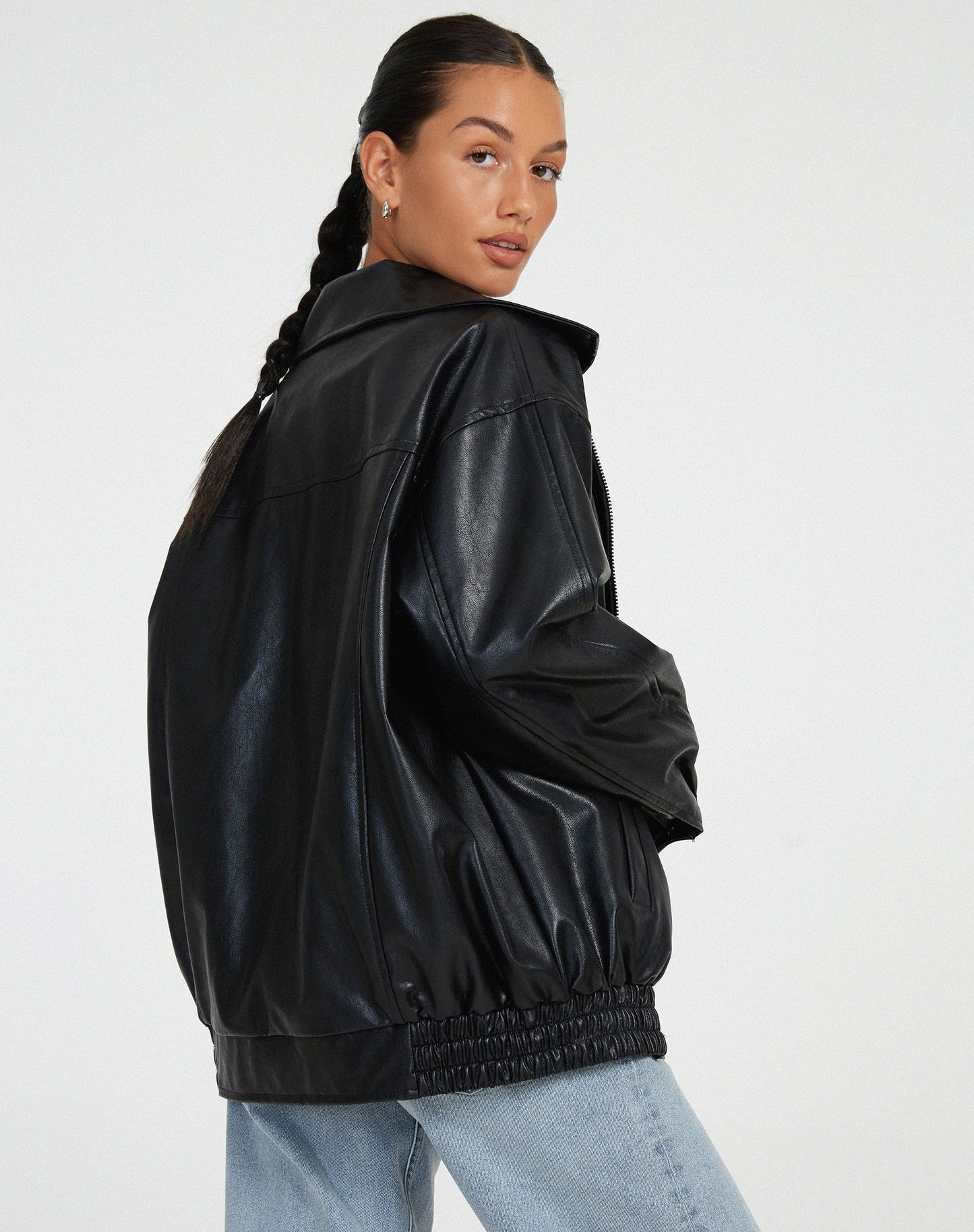 Aurelia | Effortless Leather Bomber Jacket Relaxed Fit
