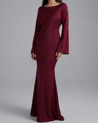 Isabeau | Long Sleeve Satin Maxi Evening Gown