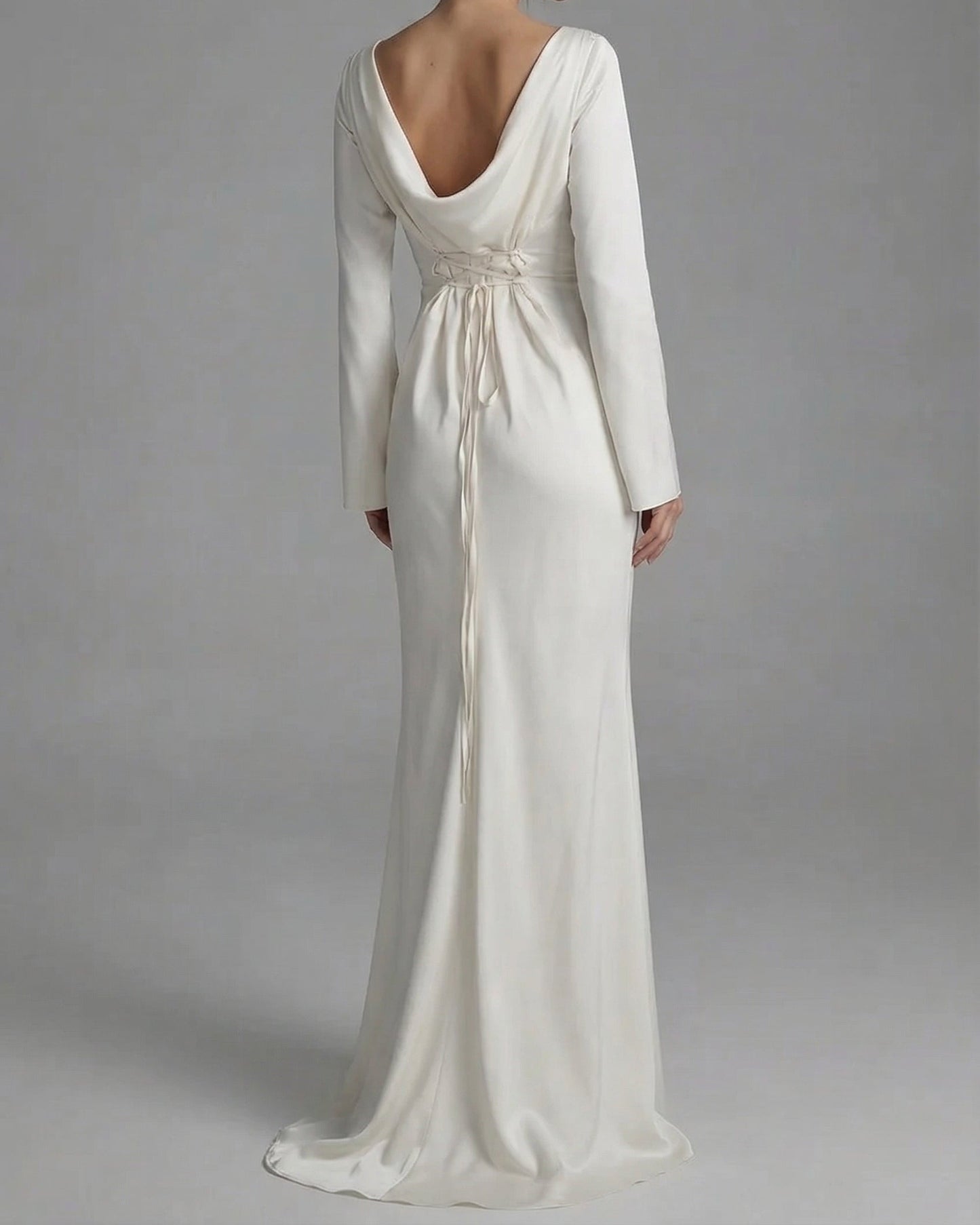 Isabeau | Long Sleeve Satin Maxi Evening Gown