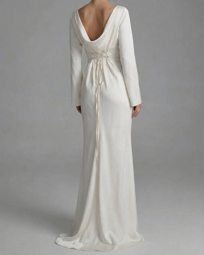 Isabeau | Long Sleeve Satin Maxi Evening Gown