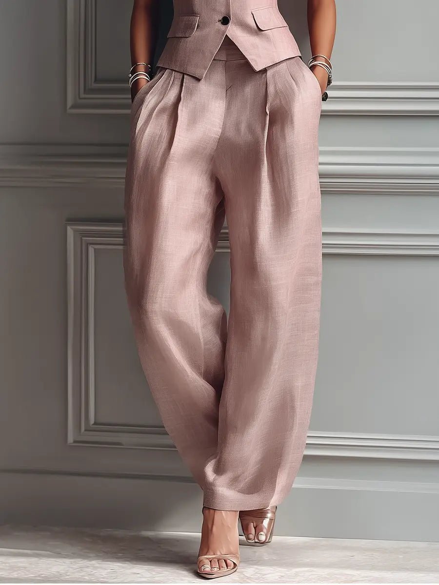Leonie | Linen Waistcoat & Wide-Leg Trouser Set