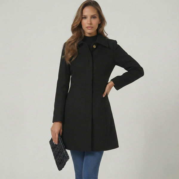 Emmara | Elegant A-Line Coat Button Closure