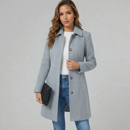 Emmara | Elegant A-Line Coat Button Closure