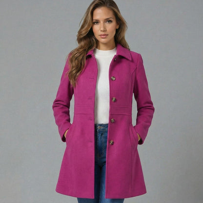 Emmara | Elegant A-Line Coat Button Closure