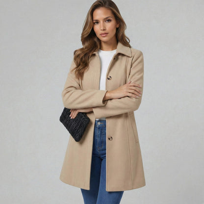 Emmara | Elegant A-Line Coat Button Closure