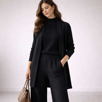 Isarelle | Elegant Three Piece Knit Lounge Set with Cardigan