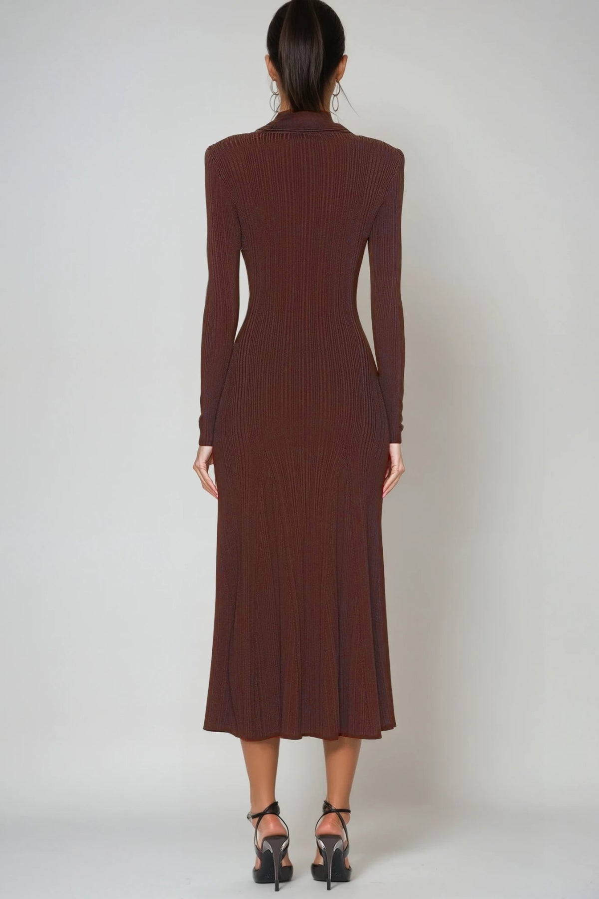 Rosalie | V-Neck Button Knit Midi Dress