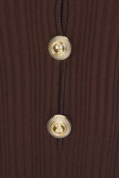 Rosalie | V-Neck Button Knit Midi Dress