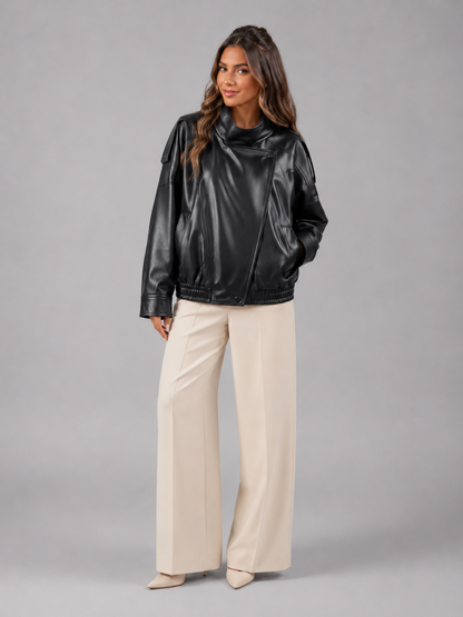 Reine | Women's Faux Leather Bomber Jacket