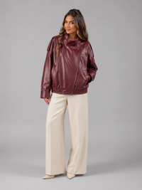 Reine | Women's Faux Leather Bomber Jacket