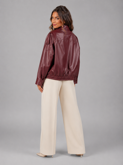 Reine | Women's Faux Leather Bomber Jacket