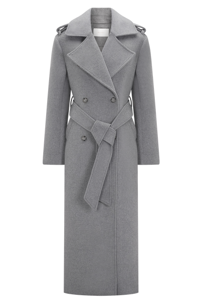 Claudine | Long Double-Breasted Wool Trench Coat