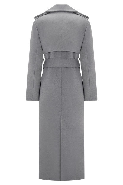 Claudine | Long Double-Breasted Wool Trench Coat