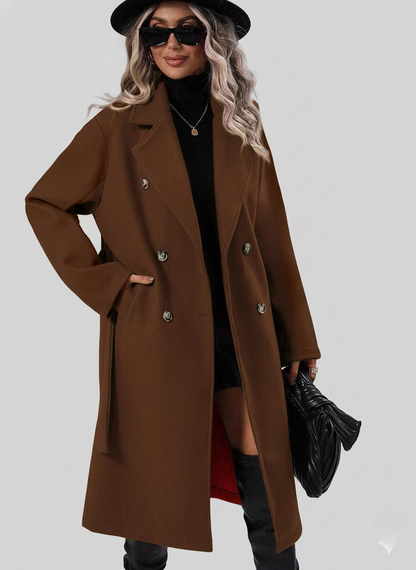 Rosine | A-Line Double-Breasted Trench Coat