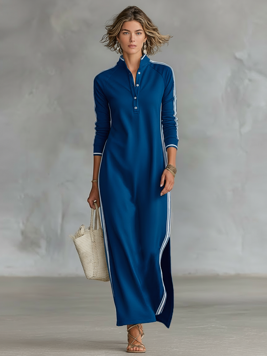 Noor | Trim Collar Sweatshirt Maxi Dress