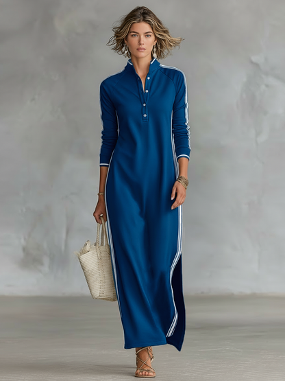 Noor | Trim Collar Sweatshirt Maxi Dress