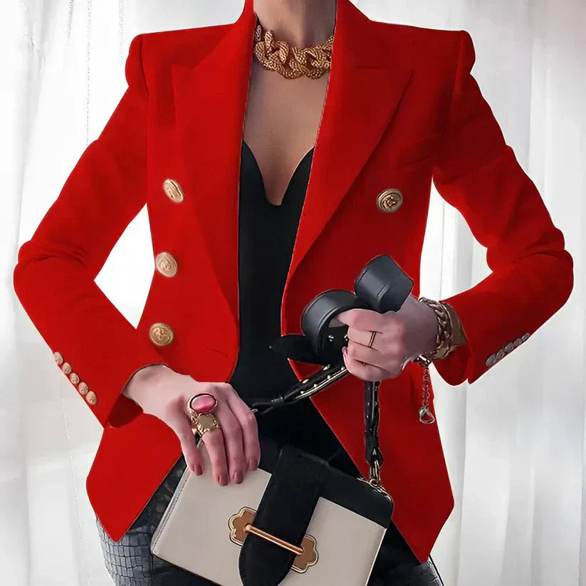 Dominique | Double Breasted Blazer Gold Buttons