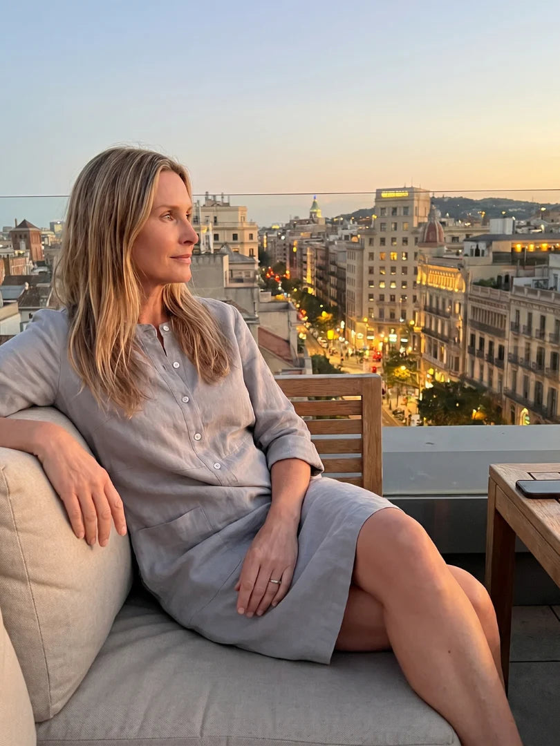 Francine | Button-Front Linen Midi Dress