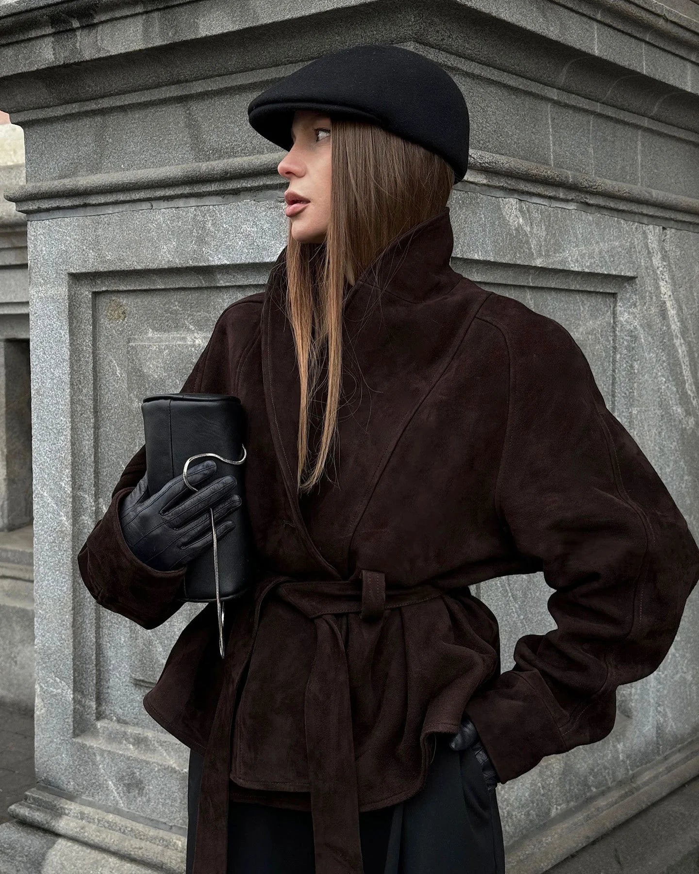 Edmonde | Belted Suede Peplum Jacket