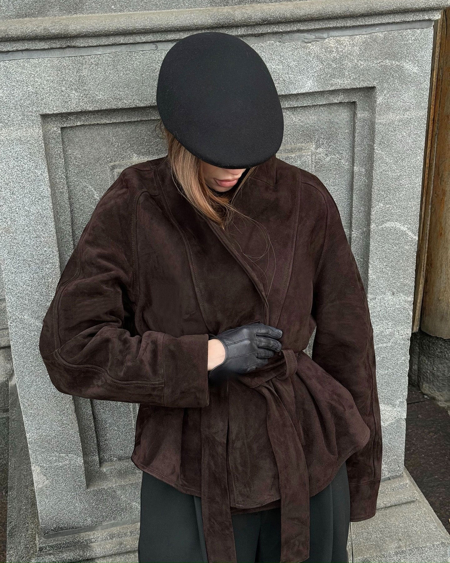 Edmonde | Belted Suede Peplum Jacket