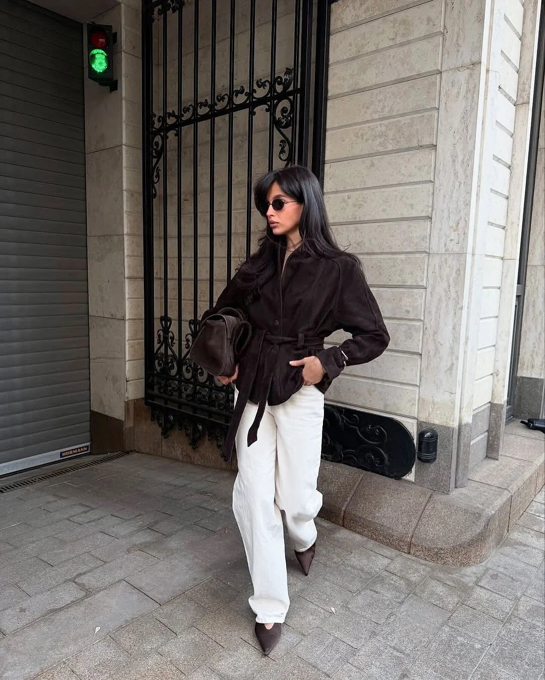Edmonde | Belted Suede Peplum Jacket