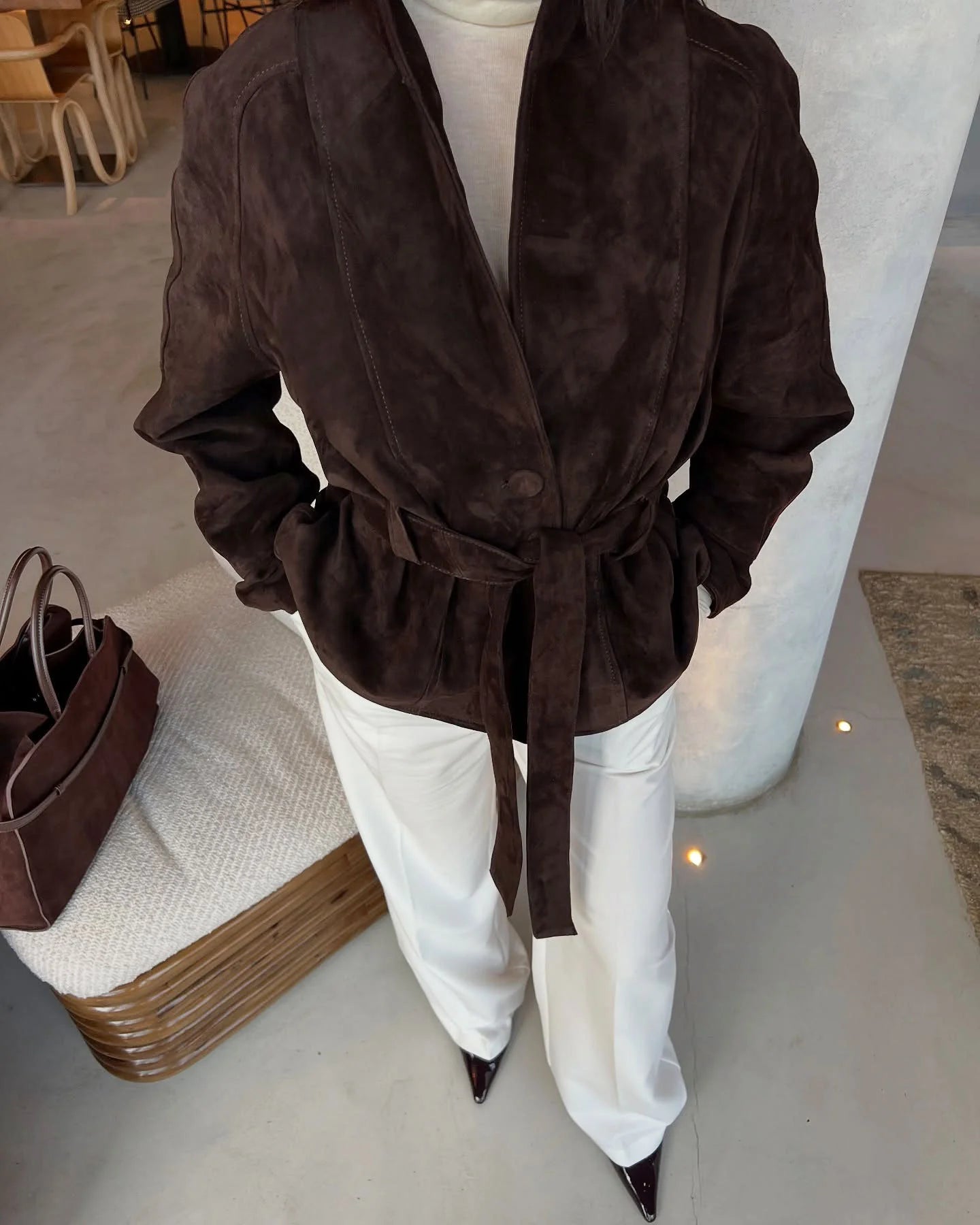 Edmonde | Belted Suede Peplum Jacket
