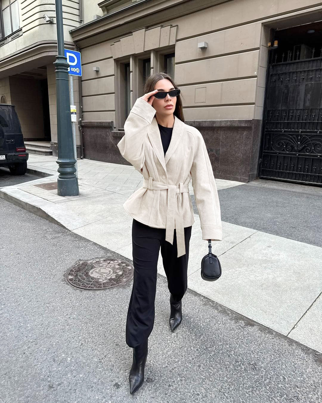 Edmonde | Belted Suede Peplum Jacket
