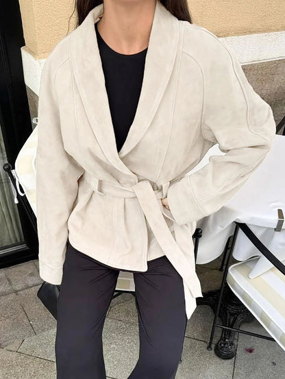 Edmonde | Belted Suede Peplum Jacket