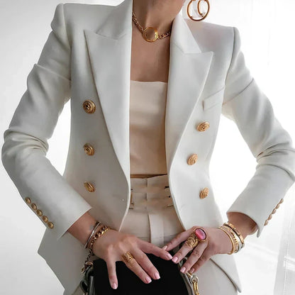 Dominique | Double Breasted Blazer Gold Buttons