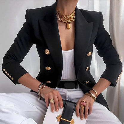 Dominique | Double Breasted Blazer Gold Buttons