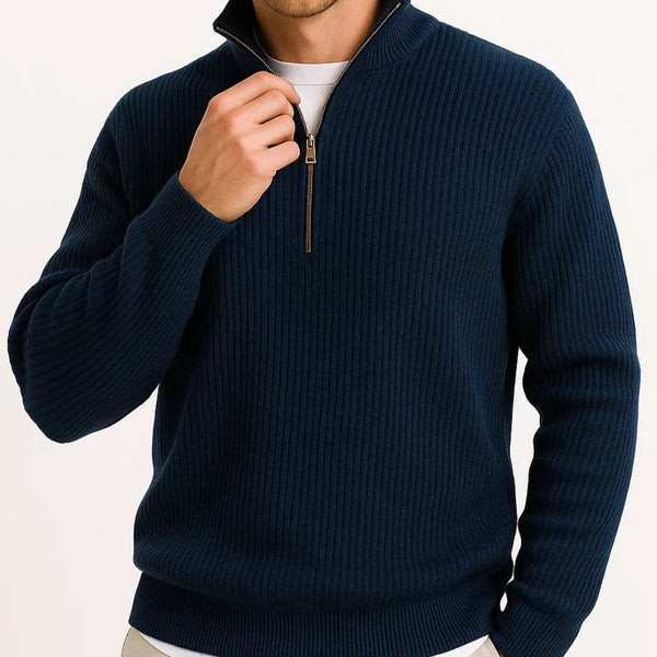 Ravien | Textured Half Zip Knit Sweater