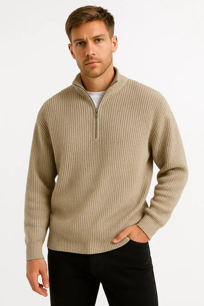 Ravien | Textured Half Zip Knit Sweater