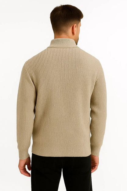 Ravien | Textured Half Zip Knit Sweater