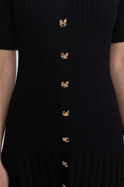 Tess | Peter Pan Collar Knit Midi Dress