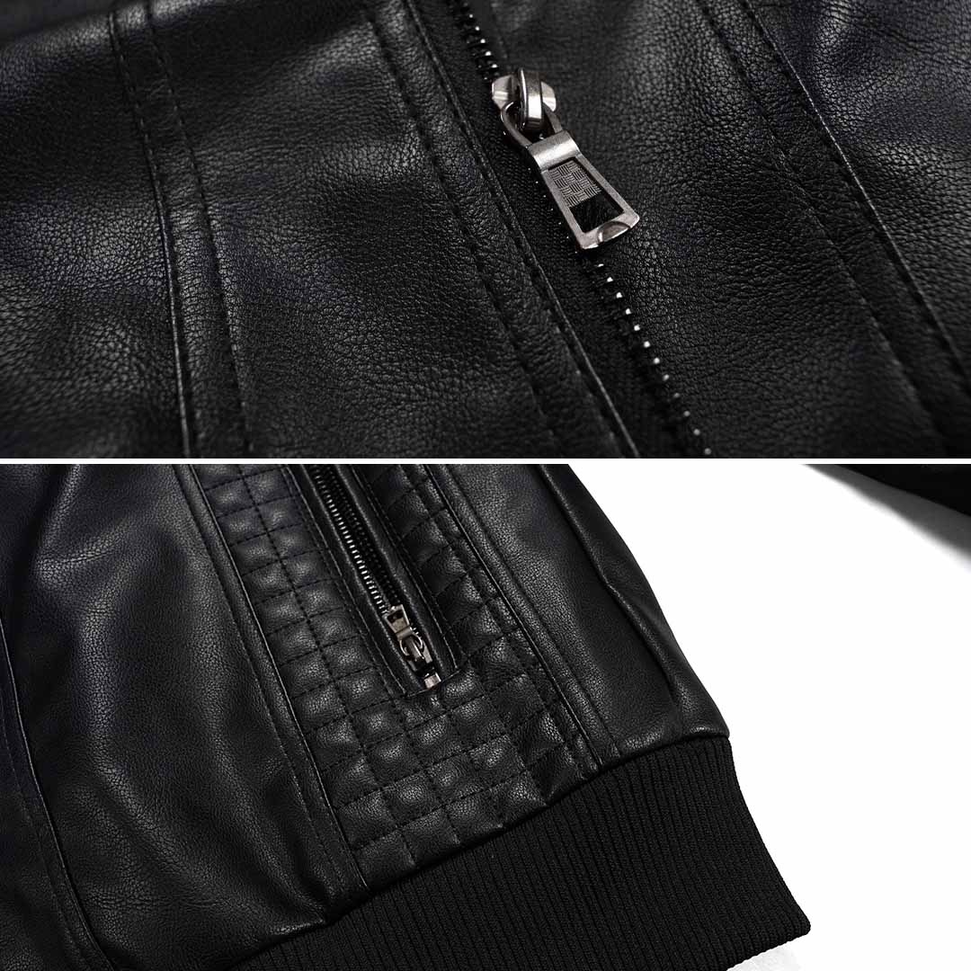 Dominic | Men's Hooded Faux Leather Bomber Jacket