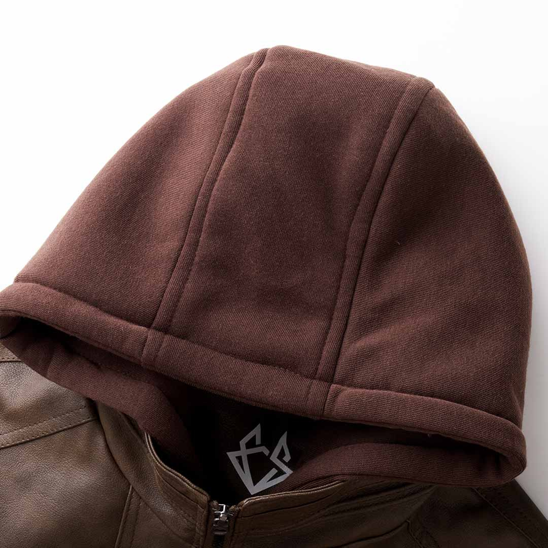 Dominic | Men's Hooded Faux Leather Bomber Jacket
