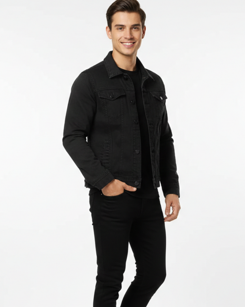 Axel | Rugged Denim Jacket Buttoned Chest Pockets