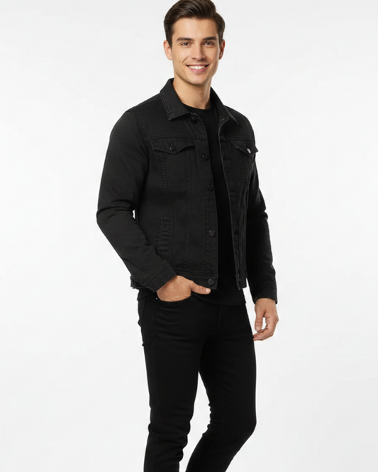 Axel | Rugged Denim Jacket Buttoned Chest Pockets