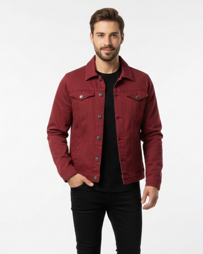 Axel | Rugged Denim Jacket Buttoned Chest Pockets