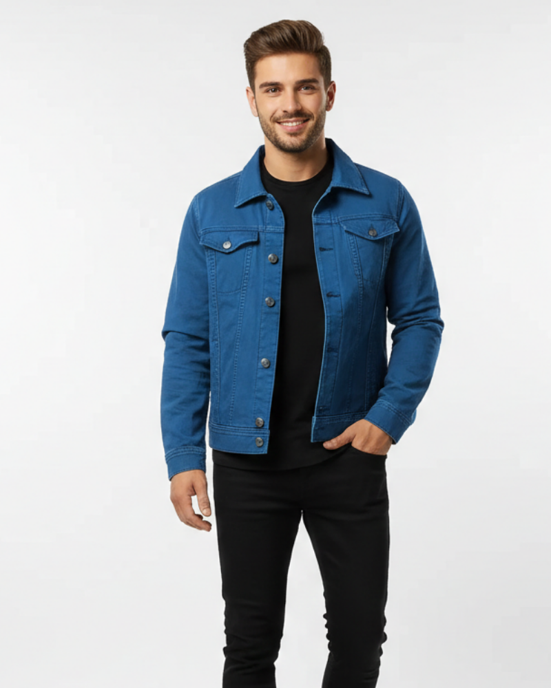Axel | Rugged Denim Jacket Buttoned Chest Pockets