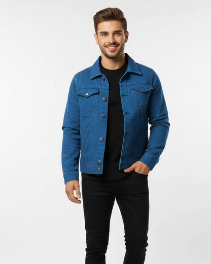 Axel | Rugged Denim Jacket Buttoned Chest Pockets