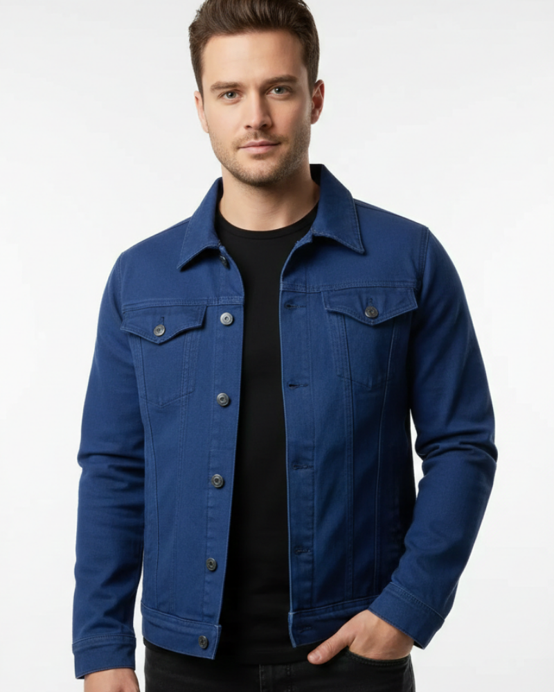 Axel | Rugged Denim Jacket Buttoned Chest Pockets