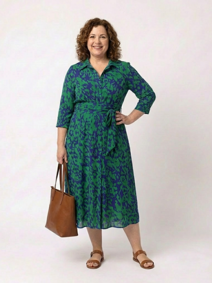Florette | Collared Waist Tie Midi Dress