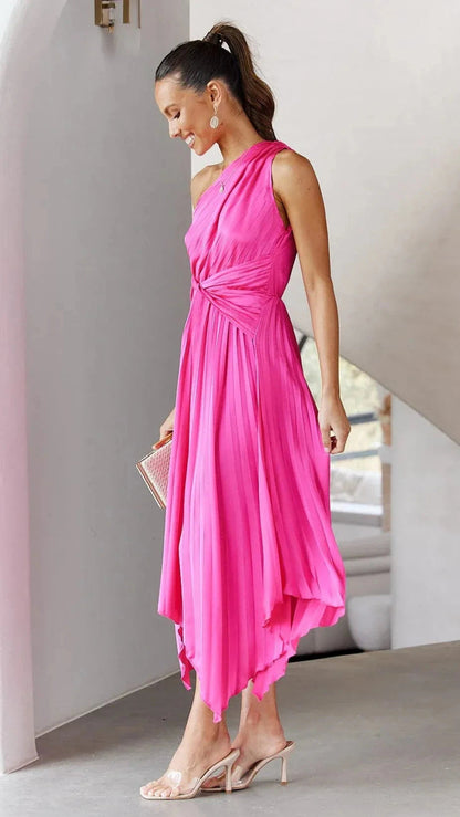 Thalia | One Shoulder Pleated Party Dress