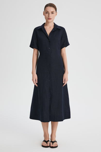 Brigitte | Classic Linen Maxi Dress