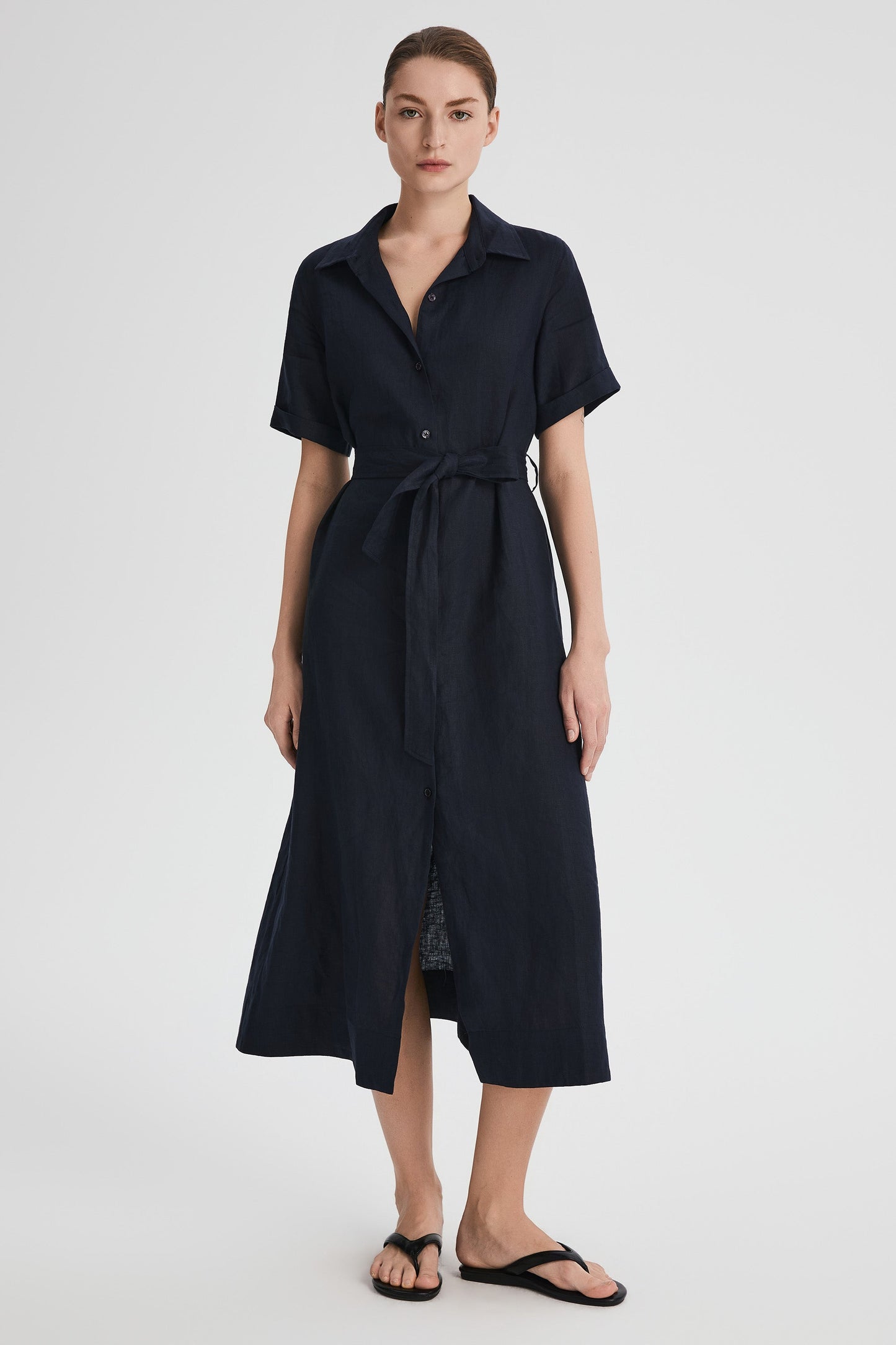 Brigitte | Classic Linen Maxi Dress