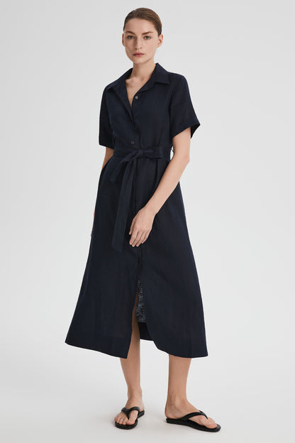 Brigitte | Classic Linen Maxi Dress