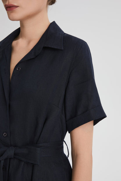 Brigitte | Classic Linen Maxi Dress